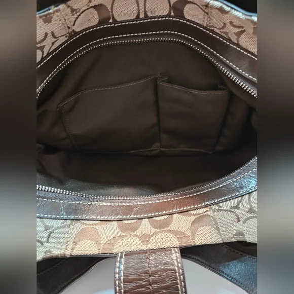 Vintage Coach Signature Soho Shoulder Hobo Bag Brown/Khaki Purse F15083 - Picture 15 of 16